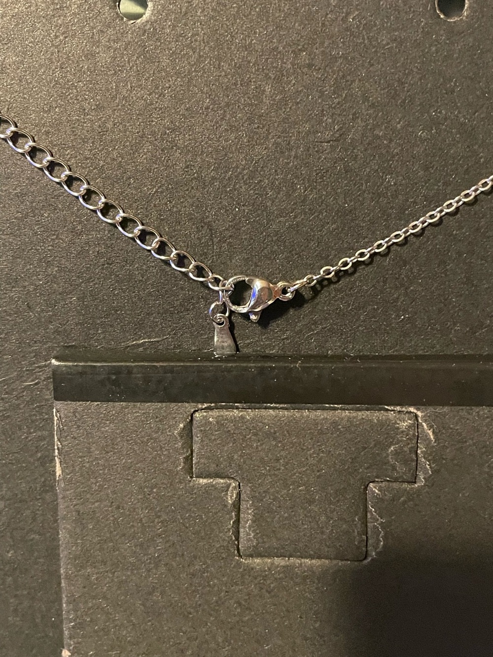 Moissanite Pendant Necklace with Aqua Blue Stone Rhodium Plated Adjustable - Picture 4 of 5